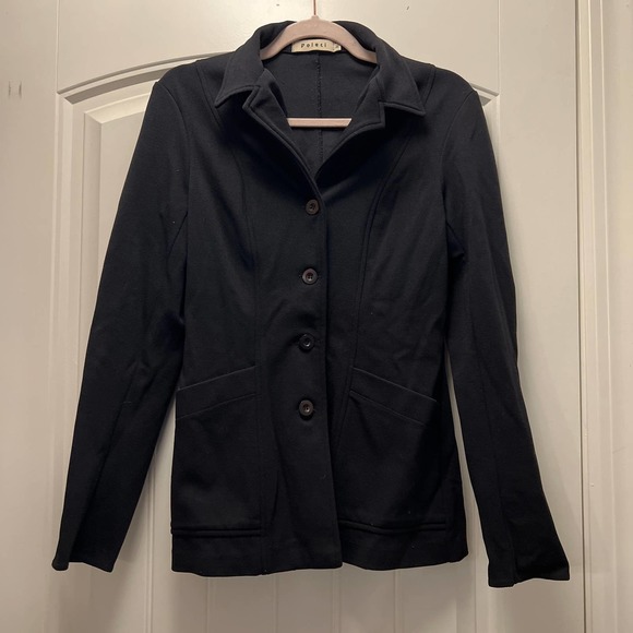 Poleci Women's‎ Button Down Long Sleeve Casual Jacket with Pockets Size M Black - Picture 1 of 5